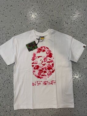 White pink camo bape shirt